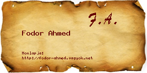 Fodor Ahmed névjegykártya